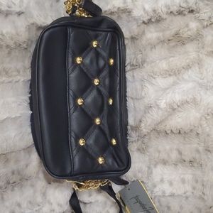 NWT JAQUELINE FERRAR CROSSBODY BLACK WITH GOLD STUDS